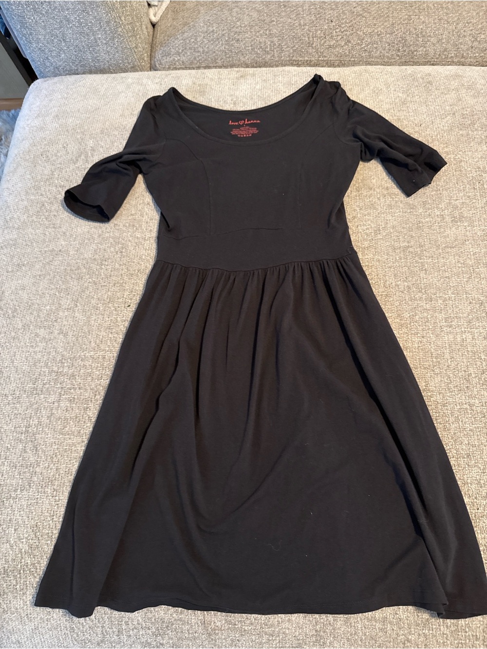 Hanna Andersson Black Fit & Flare Midi Dress Size Small Modal Blend
